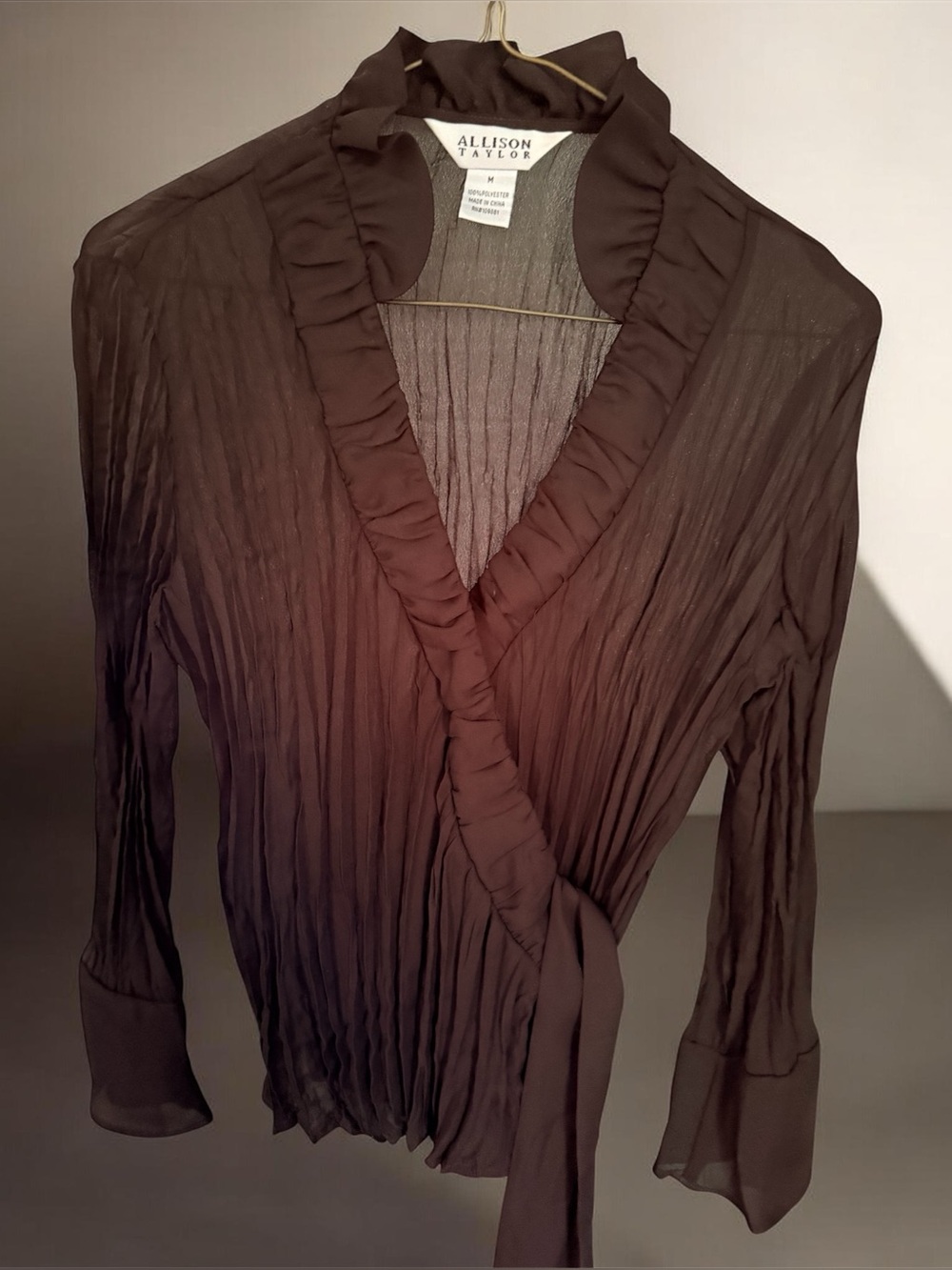 Allison Taylor Brown Ruffled Wrap Blouse - Women’s Sz. M